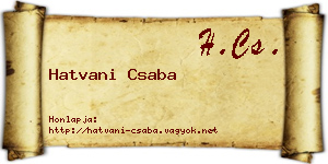 Hatvani Csaba névjegykártya